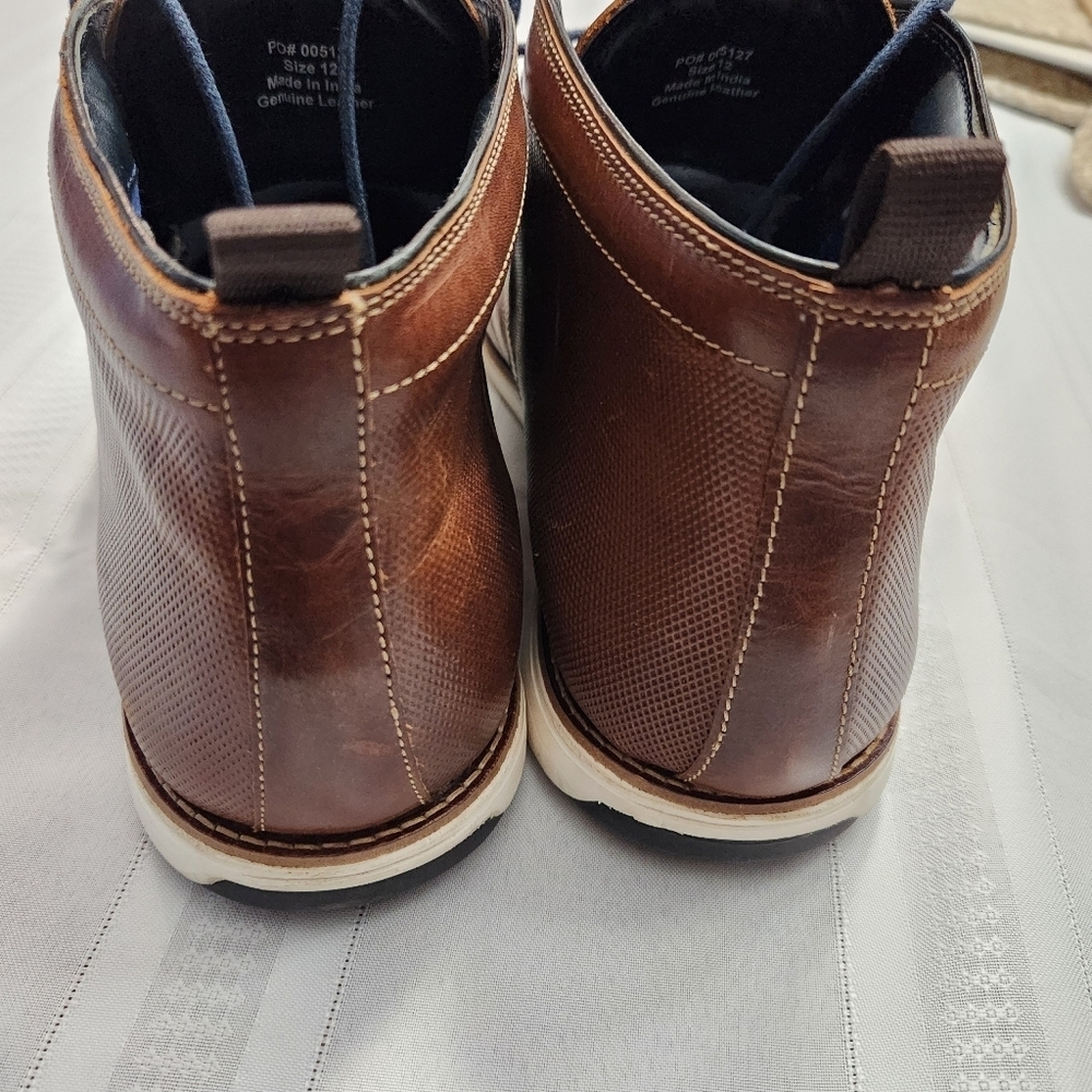 Thomas & Vine Men’s Leather Lace-up Boot Size 12 Brown with white soles - Picture 4 of 14